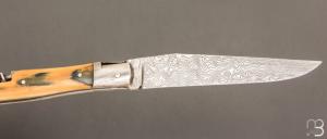  Couteau " Laguiole Tire-Bouchon "  ivoire de mammouth et Damas de Robert Beillonnet