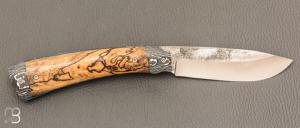  Couteau " liner lock " de Jean René Floch - Hêtre échauffé / Fatcarbon