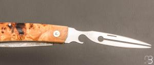 Couteau " 12A PERO " fait main par Denis Lagarde - Racine de châtaignier stabilisée