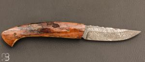    Couteau 1515 collection " Primitif " par Manu Laplace - Ivoire de mammouth et lame damas