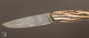   Couteau "1820 damas" - 200 ans Maison Berthier - Os de girafe et Damasteel