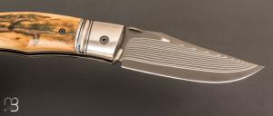  Couteau " BAD ASS " custom par Raphaël Durand - Ivoire de mammouth et lame Suminagashi SGPS