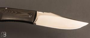 Couteau " BadAss " custom lock-back par Raphaël Durand - fibre de carbone unidirectionnelle et RWL34