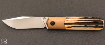   Couteau " Barlow " custom par Romain Lopez - Bois de cerf et RWL34