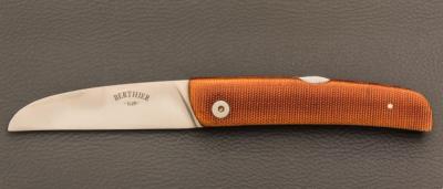 Couteau " Bohème " pliant pompe arrière par Berthier - Micarta et 14c28n