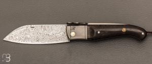    Couteau " Bohémien " par Tony Ruot - Loupe de chêne stabilisée et damas sauvage