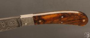    Couteau " Bombé " custom de Jérôme Bellon - Pistachier et damas