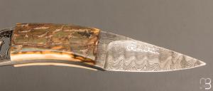 Couteau droit par Charles Roulin - Ivoire de mammouth et lame damas de Gérard Doursin