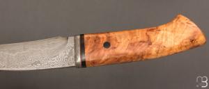  Couteau  "  Custom fixe  " par Jean Paul Sire - Lame forgée acier damas et olivier