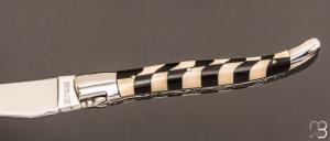 Couteau " Damier " par Laguiole en Aubrac - Ebène/ivoire de mammouth