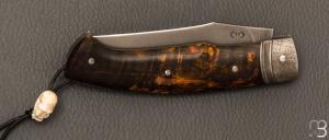 Couteau " Danny " par Mickaël Moing - Loupe de bouleau stabilisée et lame en XC100