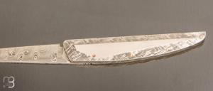   Couteau " HBP80 " de poche custom par Des Horn - Météorite Gibéon et Damasteel