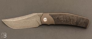   Couteau " Inter-Frame Bolster-lock "  custom fibre de carbone et titane par Guy Poggetti -  Acier Elmax