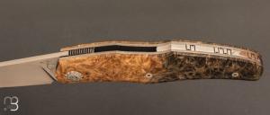   Couteau " Karnage " custom de Michel Grini - Loupe d'amboine et lame en RWL34