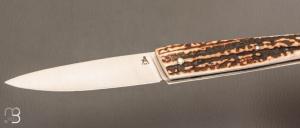   Couteau " Le Lombard " par Fontenille-Pataud - Bois de cerf et 14c28n