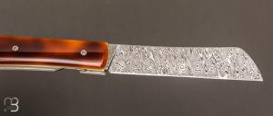 Couteau " Le Vendredi " par Perceval façon " écaille de tortue " et lame damas