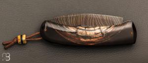  Couteau " Lock-Back " de Philippe Ricard - Ivoire de mammouth/ébène et lame damas plume