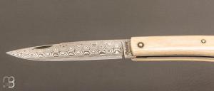   Couteau "Mandrin" de collection par Philippe Voissière - Ivoire de mammouth et lame Damasteel®