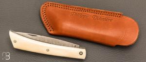   Couteau "Mandrin" de collection par Philippe Voissière - Ivoire de mammouth et lame Damasteel®