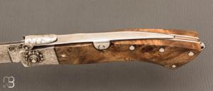   Couteau " Navaja Corsaire" par Jesus Granda - Loupe d'olivier et lame damas