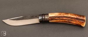 Couteau " Opinel N°09 " custom bois de cerf par Laurent Gaillard