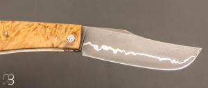   Couteau " Pilon "  custom de Anthony Brochier - Loupe de buis et lame San-Maï