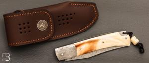    Couteau " Slipjoint " par Romain Alvarez - Ivoire de phacochère damas