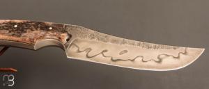  Couteau " Sparus " fixe forgé par Guy Poggetti - Bois de cerf et C105