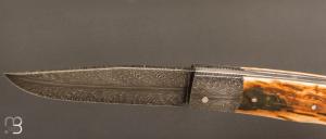    Couteau " Talar " pliant ivoire de mammouth et damas plume de Anthony Brochier