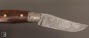   Couteau " Tocard " custom de Jérôme Bellon - Bois de fer et damas