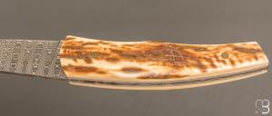   Couteau " custom " de Alain & Joris Chomilier - Ivoire de mammouth et damas "spirographe" de Vegas Forge