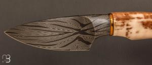   Couteau droit par Josh Scott - JSK USA - Ivoire de morse et damas