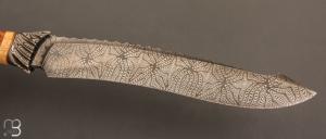   Couteau droit par Nicolas Mestrallet - Lame forgée acier damas et loupe d'amboine