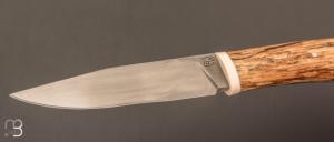  Couteau droit par Nicolas Mestrallet - Lame forgée en acier C130 et bois de hêtre échauffé
