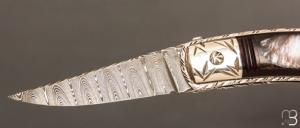   Couteau pliant par Joseph Uda - Nacre noire et damas