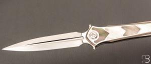   Dague pliante " Exocet " custom de Lionel Lalague - Nacre noire et lame en RWL34