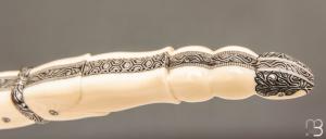 Couteau " Laguiole 18 CM Queue de Scorpion " de Jérôme Lamic - ivoire de phacochère et RWL34