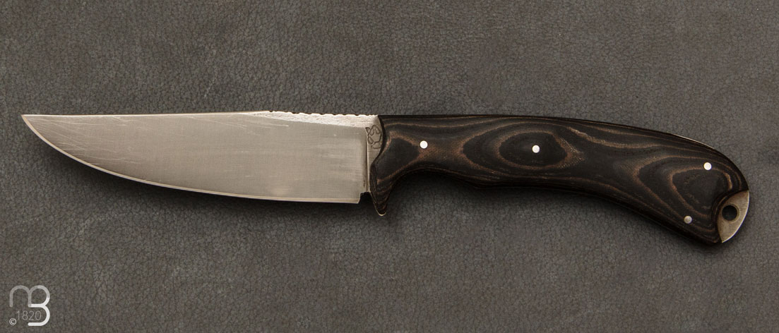 Couteau droit forgé Fennec micarta noir