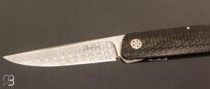    Couteau "450# " par Des Horn - Fibre de carbone et lame en Damasteel