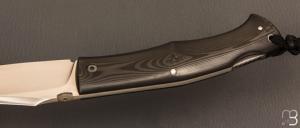 Couteau " BadAss " custom lock-back par Raphaël Durand - fibre de carbone unidirectionnelle et RWL34