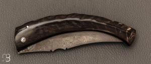 Couteau " Berger " pliant par José Viale - Lame Damas et corne de bélier