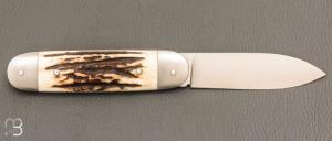 Couteau " Bouledogue" custom par Laurent Gaillard - Bois de cerf / 14C28N