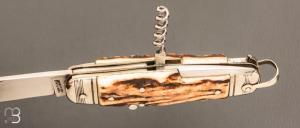  Couteau Bouledogue Véritable "Issarinox" 6 pièces - Bois de cerf