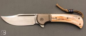  Couteau " Bullet " pliant de Gudy van Poppel - Ivoire de mammouth et Böhler N690