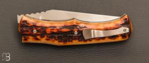   Couteau " C-KLONE " custom par Rémi Lavialle - Os cerfé et RWL34