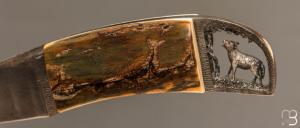 Couteau droit par Charles Roulin - Ivoire de mammouth et lame damas de Gérard Doursin