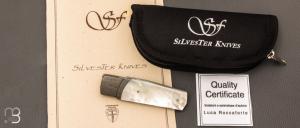   Couteau " Chiudibile  " custom par Fabrizio Silvestrelli - Nacre blanche et lame damas