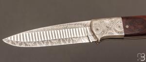   Couteau " Custom " de Philippe Ricard - Bois de fer et lame en damas