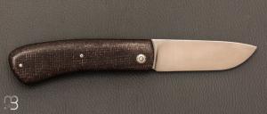  Couteau " Le Dodu  " à cran plat par Frédéric Maschio - Micarta jute et C130