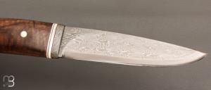  Couteau Droit noyer et Damas multi-barreaux par Jean Paul Sire